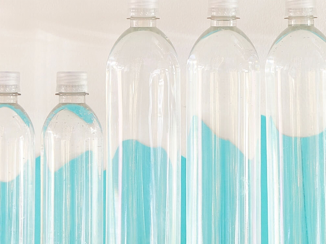 Plastic bottles in a row